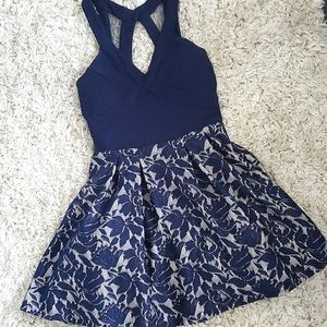 Royal blue floral lace dress